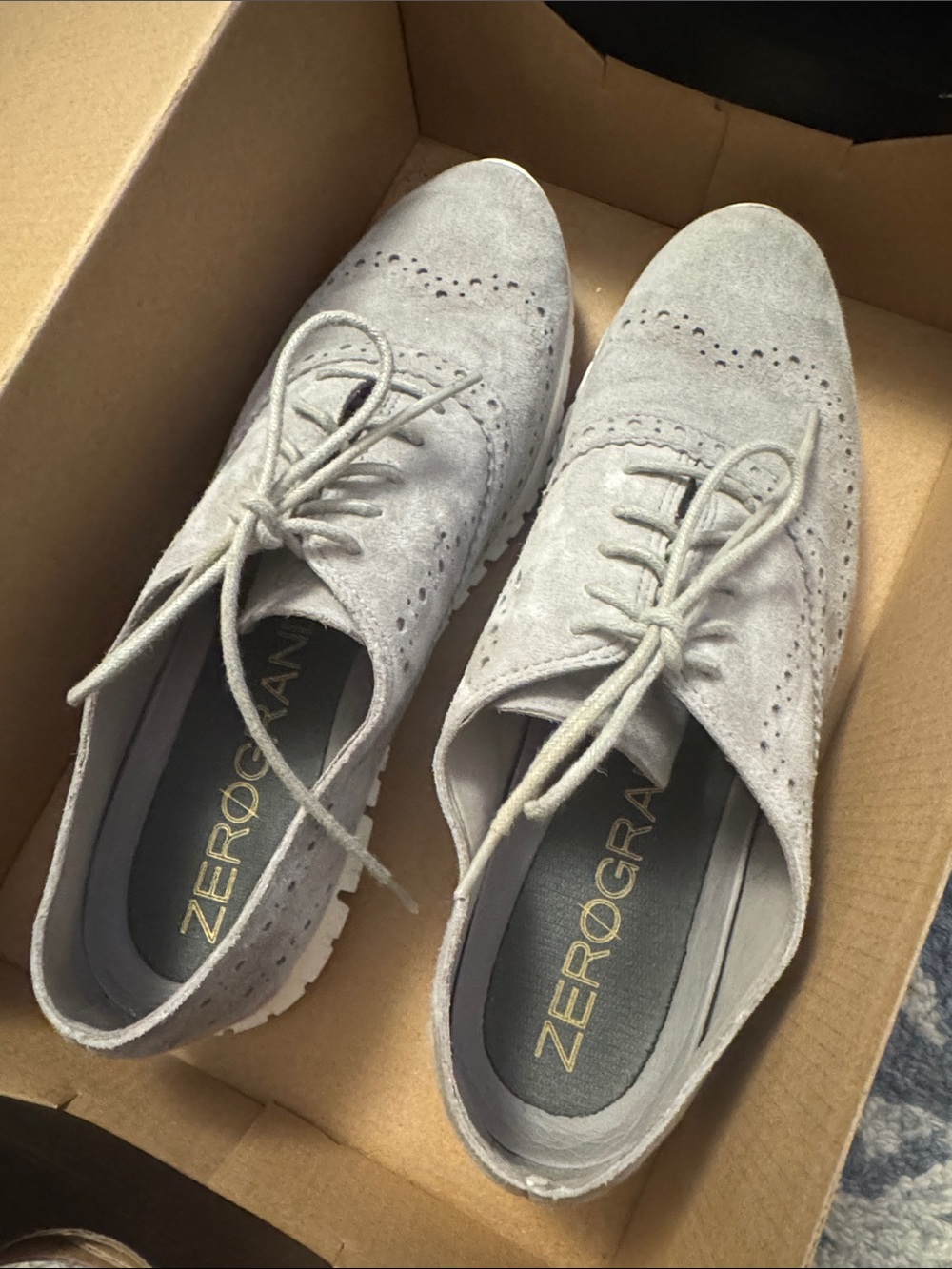 Cole Haan Light Gray Suede Wingtip Sneakers